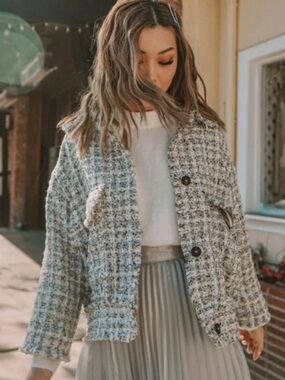 H&M Tweed Jacket Size Small | Fall Jacket Coat | Relaxed Fit Jacket |